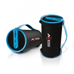 Axess Portable Bluetooth 2.1 Hi-Fi Cylinder Speaker w/SD Card, AUX & FM Inputs, 4" Sub