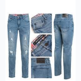 Men's Rip & Repair Jeans By American Breed in Faded Blue
