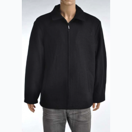 Men's Zip Up Wool Blend Jacket in Black