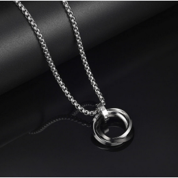 Men's Three Ring Pendant Necklace - 2 Color Options