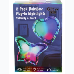 Rainbow Butterfly & Heart Plug In LED Night Light Set