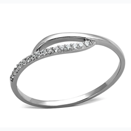 Women's Rhodium 925 Sterling Silver Open Band Ring w/ AAA Grade Pave Set CZ