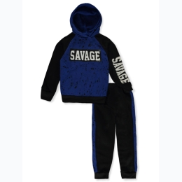 Toddler Boy Speckled Savage Hoodie & Jogger Set in Royal Blue/Black