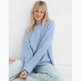 Women's AE Aerie Oversized CozyUp Ribbed Sweater in Blue