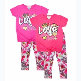 Toddler Girl Grafitti Love Top w/ Tye Front & Printed Leggings