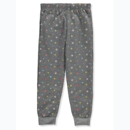Girl's Real Love Colorful Stars Print Fleece Joggers in Grey