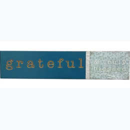Horizontal Grateful & Truly Blessed Wood Sign
