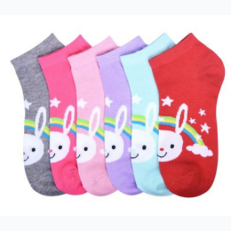 Girl's & Women's 3 Pack Bunny Anklet Socks - Colors Vary