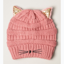 Kid's Cat Twinkle Ear Winter Beanie Hat - 3 Colors