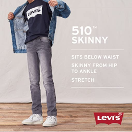 Boys Levi Skinny Fit Jeans - 510 - in Grey