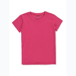 Girl's Cookie Brand Solid Crew Neck T-Shirt in Raspberry