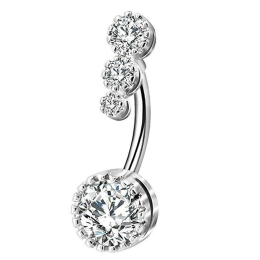 Stainless Steel Multi-Tiered Zircon Drop Belly Button Ring