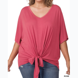 Plus Size Luxe Rayon V-Neck Tie Front Top