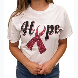 Girl's Youth Pink Ribbon Hope Graphic T-Shirt in White