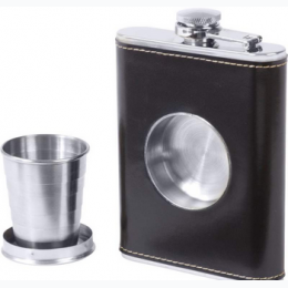 Maxam® 6.8oz Stainless Steel Flask with Built-In Cup