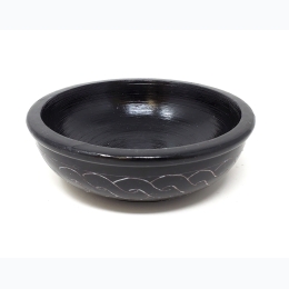 Black Soap Stone Carved Smudge Bowl - 5" D