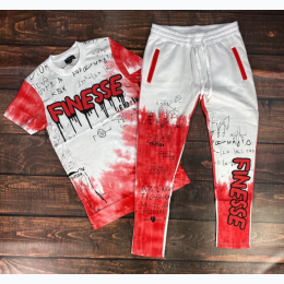 Boy's Finesse 2 Piece Set in Red and White