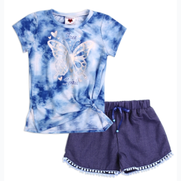 Girls 4-6X RMLA Butterfly Graphic T 2PC Short Set in Blue