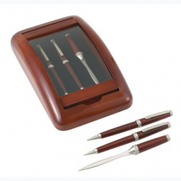 Alex Navarre™ 3pc Pen, Pencil and Letter Opener in a Wood and Glass Case