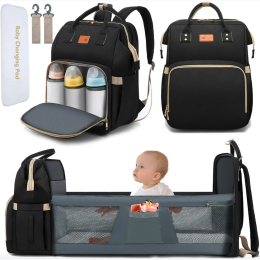 Baby Diaper Bag Backpack w/ Changing Station in Black