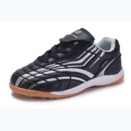 Boy's Indoor Soccer Shoe in Black & Silver