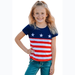 Girls Independence Day Flag T-Shirt