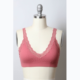 Women's Lace Trim Padded Bralette Top - 3 Color Options