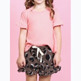 Toddler Girl's Solid Color Flutter Sleeve Top and Leopard Print Short Set