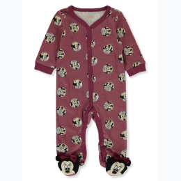 Newborn Girl Allover Minnie Mouse Footed Coveralls