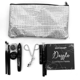 Dazzle Ultimate Eye Set in Zippered Silver Makeup Bag