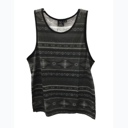 Men's All Over Tribal Print Tank In Charcoal Grey