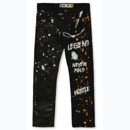 Boys' Two-Toned Paint Splatter Denim Jeans in Green/Camo