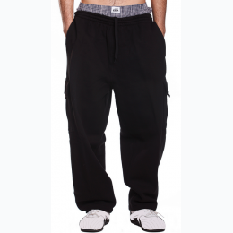 Big & Tall Men's Pro 5 Loose fit Cotton/Poly Fleece Cargo Pant In Black - SIZE 5XL