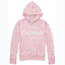 Girl's Fleece Pullover Hoodie with California Embroidery - Pink