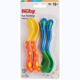 Nuby Fun Feeding Forks and Spoons - Colors May Vary