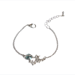 Women's Blue Gem Planet & Crystal Star Chain Link Bracelet