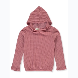 Girl's DREAM GIRL Waffle Knit Thermal Hoodie in Rose