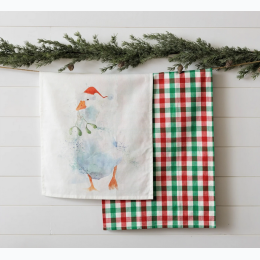 Tea Towels 2Pack - Winter Goose & Plaid