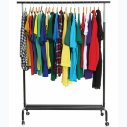 Rolling Clothes Hanging Rack with Shoe Shelf