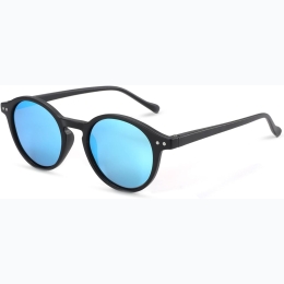 Men's Foster Grant Surge Horn Rimmed Keyhole Mirrored Sunglasses in Black
