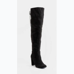 Women's Draw String Over the Knee Boots in Black