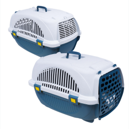 Grey & Blue - Plastic Pet Carrier - Approximate Dimensions: 17" Wide X 23" Long