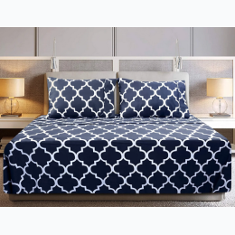 Luxurious Printed Bed Sheet Set - Full Size - Navy