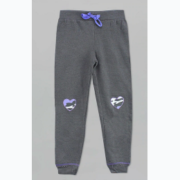 Girl's Gray Jogger Pants With Heart Detail