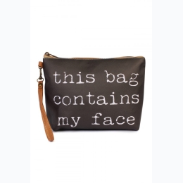 This Bag Contains My Face Wristlet Makeup Bag - 2 Color Options