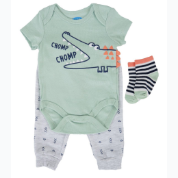 Newborn 3-Piece Bodysuit & Pants Set - Alligator - Chomp Chomp
