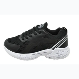 Girl's Lace Up Athletic Shoe In Black