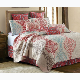Virah Bella® Collection - "Portofino" Printed Quilt Set - King Size