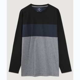 Men's Long Sleeve Crew with Color Block in Moody Blue