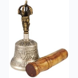 Bronze Tibetan Hand Bell & Puja Stick - 5"